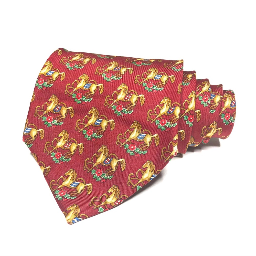 Salvatore Ferragamo Horse Equestrian Silk Tie